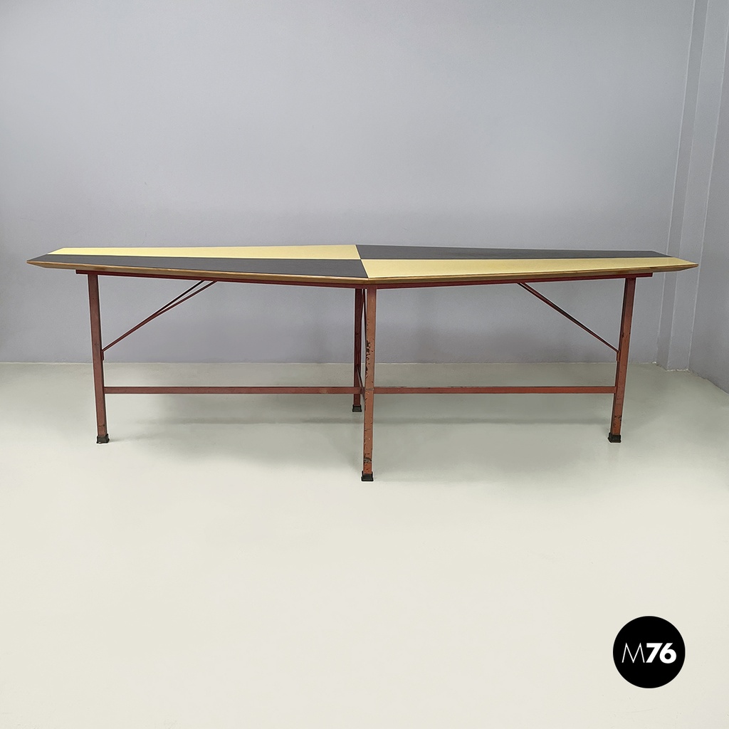 Italian mid-century modern Dining table in wood, formica and iron, 1950s