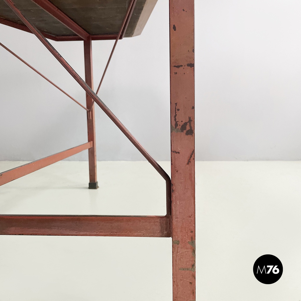 Italian mid-century modern Dining table in wood, formica and iron, 1950s