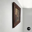 Italian mid-century modern picture with wooden decorated frame, 1960s