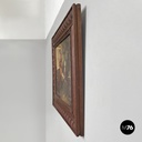Italian mid-century modern picture with wooden decorated frame, 1960s