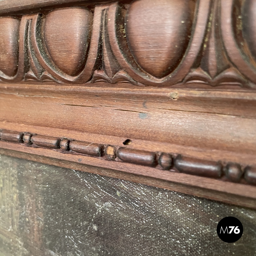 Italian mid-century modern picture with wooden decorated frame, 1960s