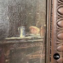 Italian mid-century modern picture with wooden decorated frame, 1960s