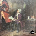 Italian mid-century modern picture with wooden decorated frame, 1960s