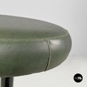 Italian mid-century modern stool in green faux leather and black metal, 1960s