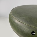 Italian mid-century modern stool in green faux leather and black metal, 1960s