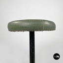 Italian mid-century modern stool in green faux leather and black metal, 1960s