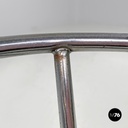 Italian mid-century modern stool in green faux leather and black metal, 1960s