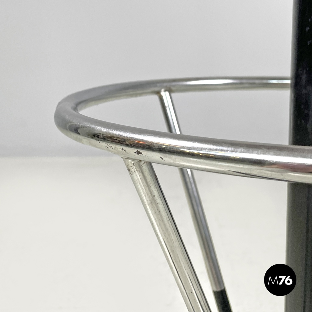 Italian mid-century modern stool in green faux leather and black metal, 1960s