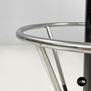 Italian mid-century modern stool in green faux leather and black metal, 1960s