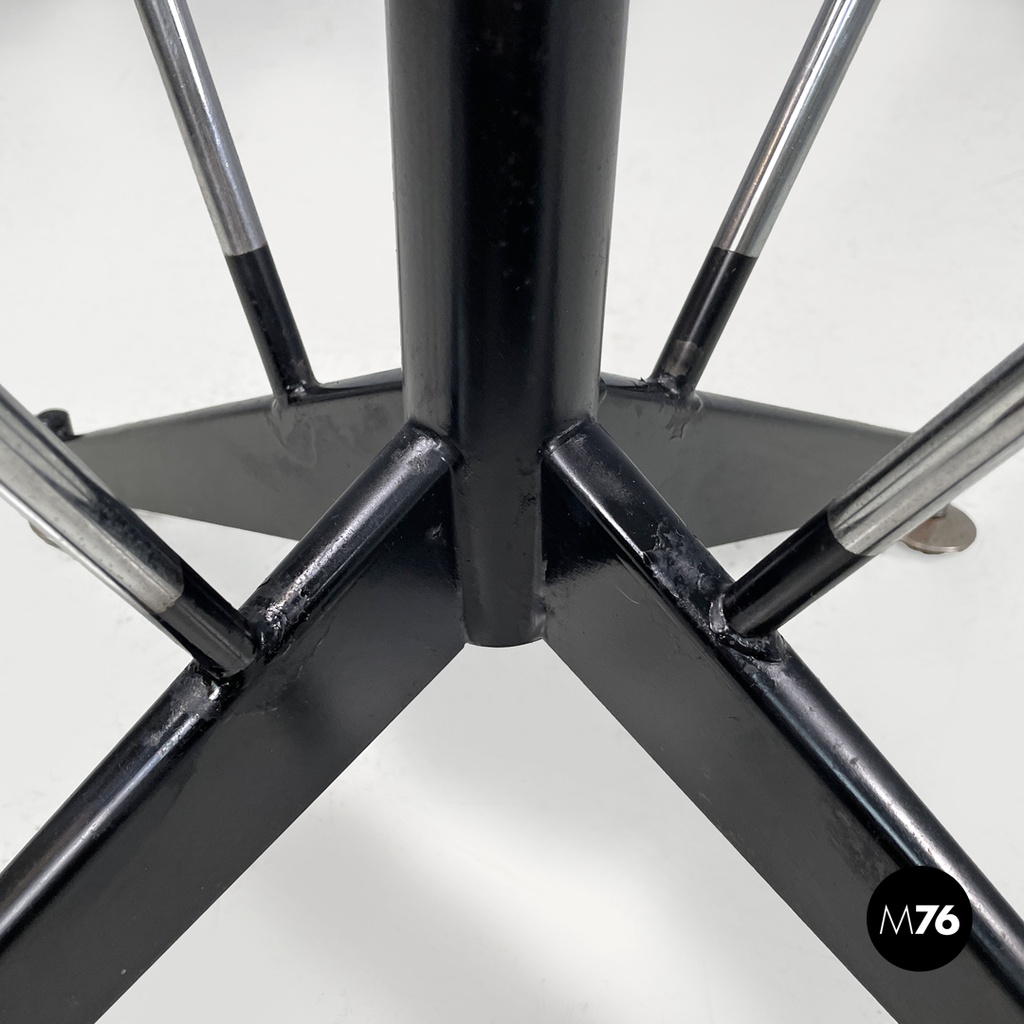 Italian mid-century modern stool in green faux leather and black metal, 1960s