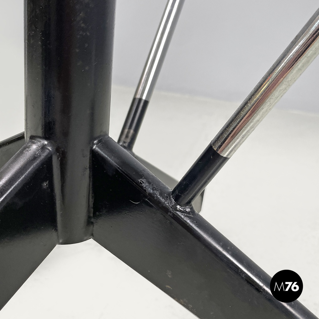 Italian mid-century modern stool in green faux leather and black metal, 1960s