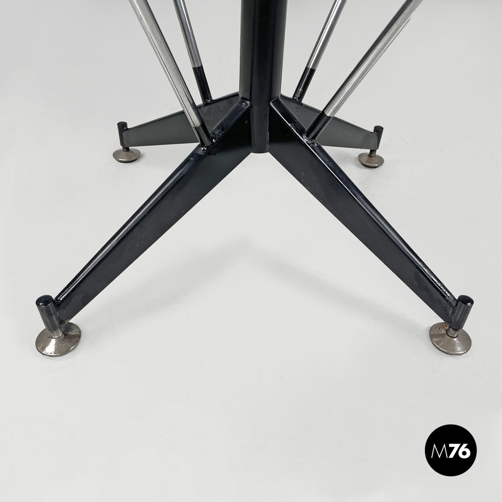 Italian mid-century modern stool in green faux leather and black metal, 1960s