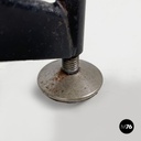 Italian mid-century modern stool in green faux leather and black metal, 1960s