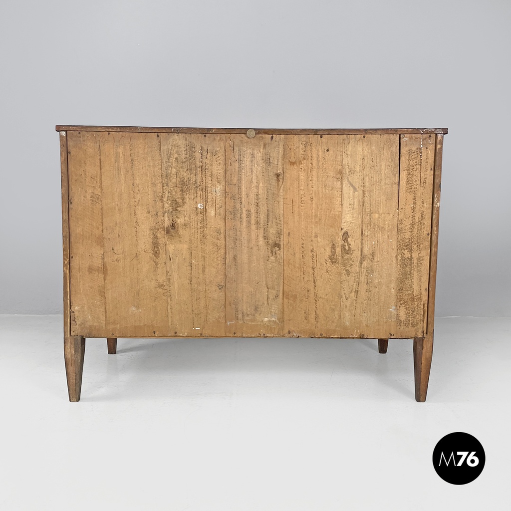 Italian antique wooden chest of drawers with inlay decorations, early 1800s