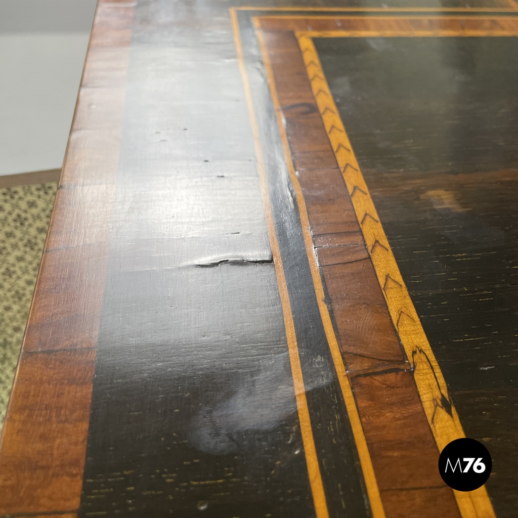 Italian antique wooden chest of drawers with inlay decorations, early 1800s