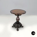 Italian antique wooden coffee table with chessboard decorations, early 1900s