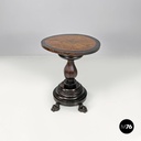 Italian antique wooden coffee table with chessboard decorations, early 1900s