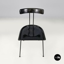 Italian modern black wood and metal chairs with rounded profiles, 1980s