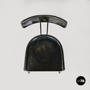 Italian modern black wood and metal chairs with rounded profiles, 1980s