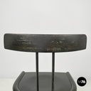 Italian modern black wood and metal chairs with rounded profiles, 1980s