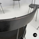 Italian modern black wood and metal chairs with rounded profiles, 1980s