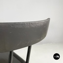 Italian modern black wood and metal chairs with rounded profiles, 1980s