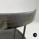 Italian modern black wood and metal chairs with rounded profiles, 1980s
