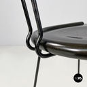 Italian modern black wood and metal chairs with rounded profiles, 1980s