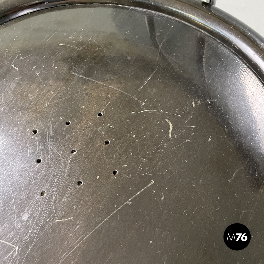Italian modern black wood and metal chairs with rounded profiles, 1980s