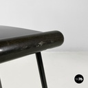 Italian modern black wood and metal chairs with rounded profiles, 1980s