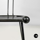 Italian modern black wood and metal chairs with rounded profiles, 1980s