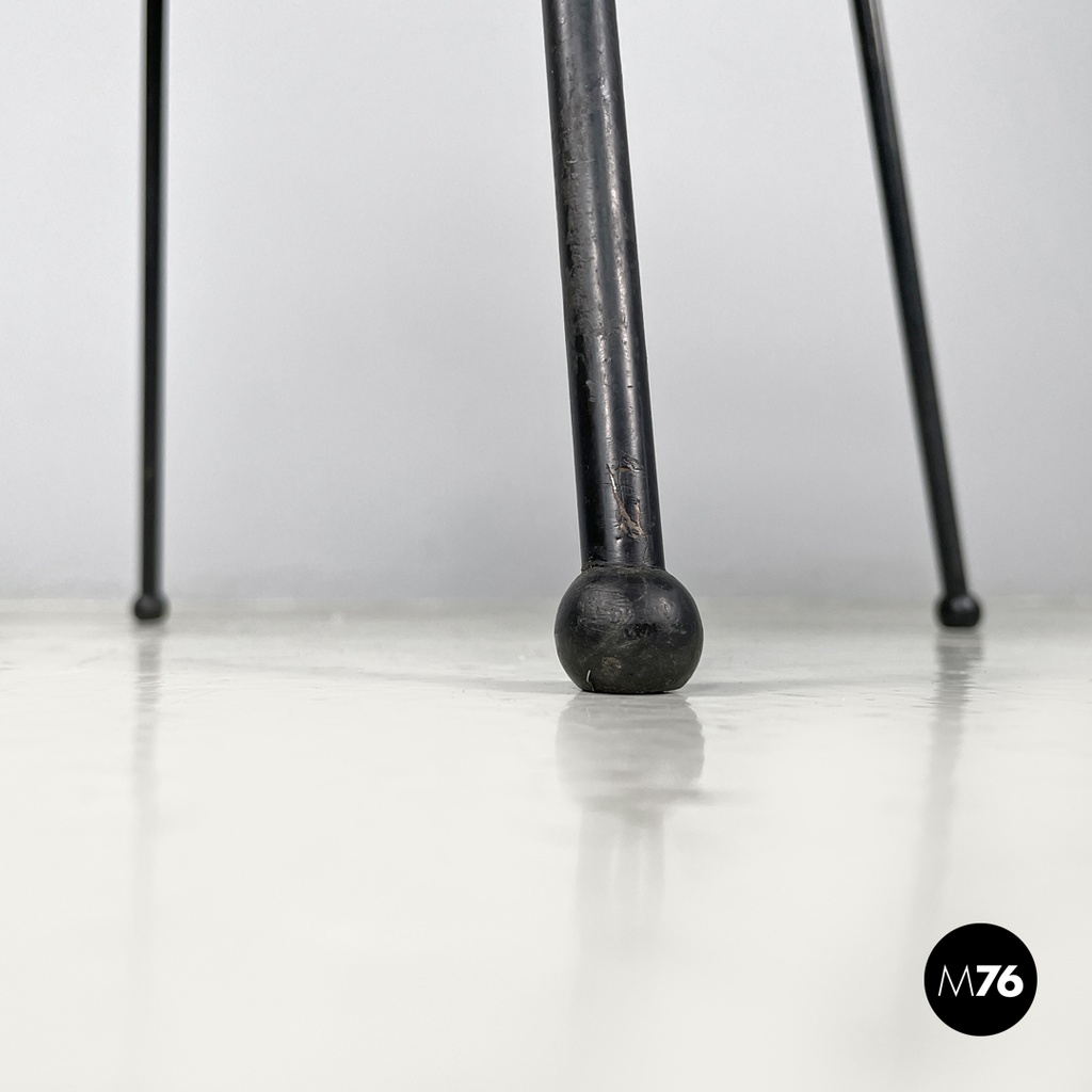 Italian modern black wood and metal chairs with rounded profiles, 1980s