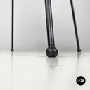 Italian modern black wood and metal chairs with rounded profiles, 1980s