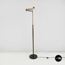 Italian Art Deco brass floor lamp with adjustable arm and dark marble base 1940s