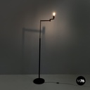 Italian Art Deco brass floor lamp with adjustable arm and dark marble base 1940s