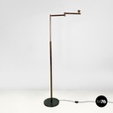 Italian Art Deco brass floor lamp with adjustable arm and dark marble base 1940s