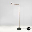 Italian Art Deco brass floor lamp with adjustable arm and dark marble base 1940s