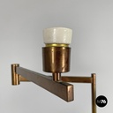 Italian Art Deco brass floor lamp with adjustable arm and dark marble base 1940s