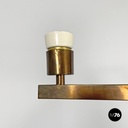 Italian Art Deco brass floor lamp with adjustable arm and dark marble base 1940s