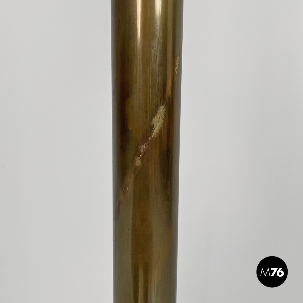 Italian Art Deco brass floor lamp with adjustable arm and dark marble base 1940s