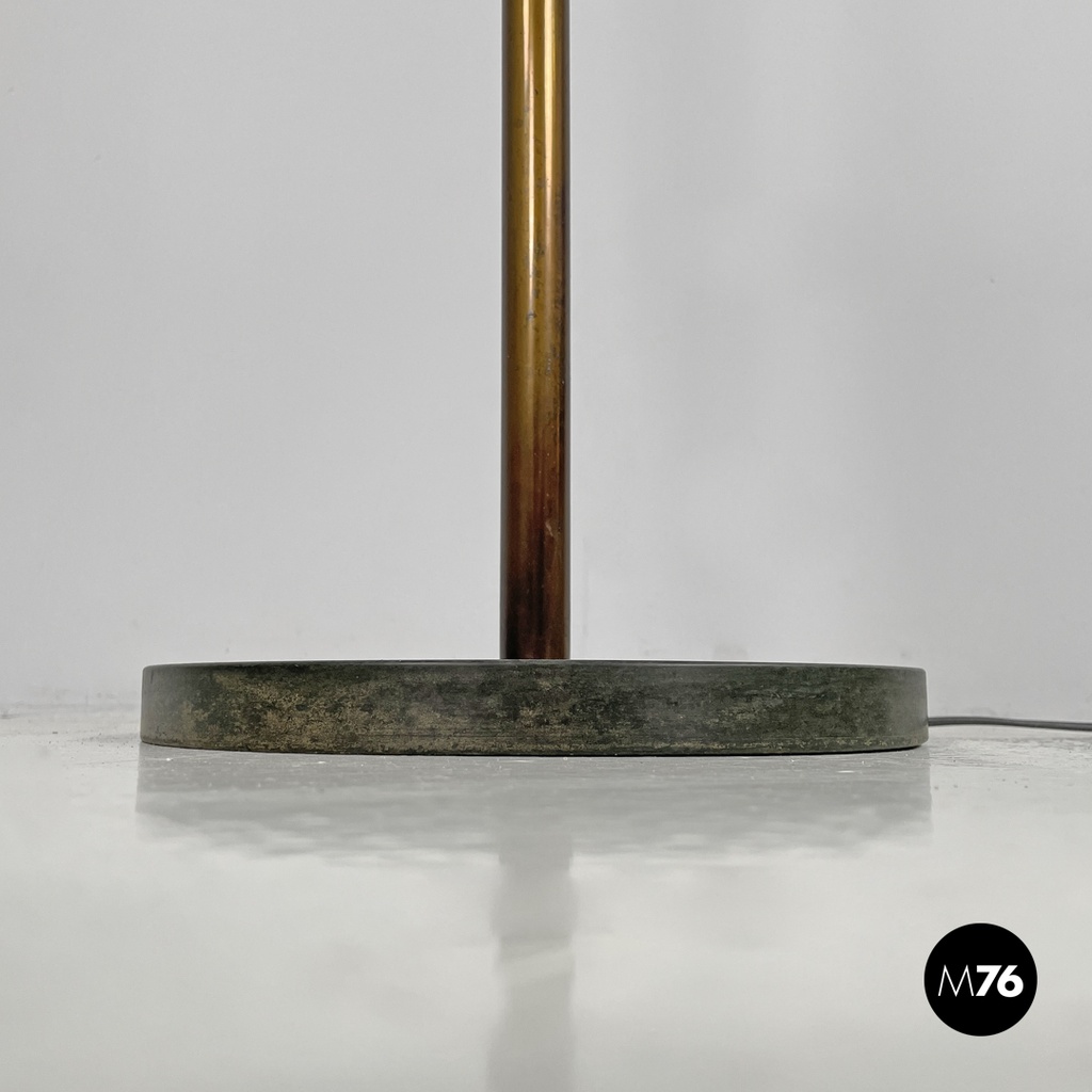 Italian Art Deco brass floor lamp with adjustable arm and dark marble base 1940s