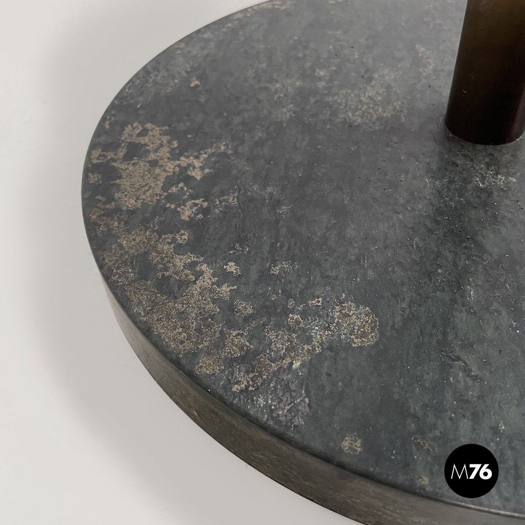 Italian Art Deco brass floor lamp with adjustable arm and dark marble base 1940s