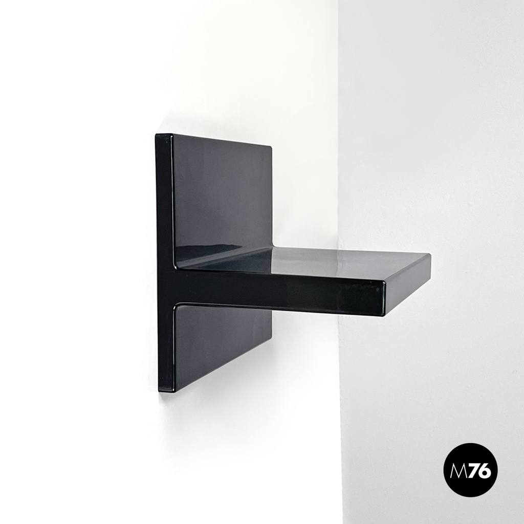 Italian modern black shiny plastic shelf by Marcello Siard for Kartell, 1970s