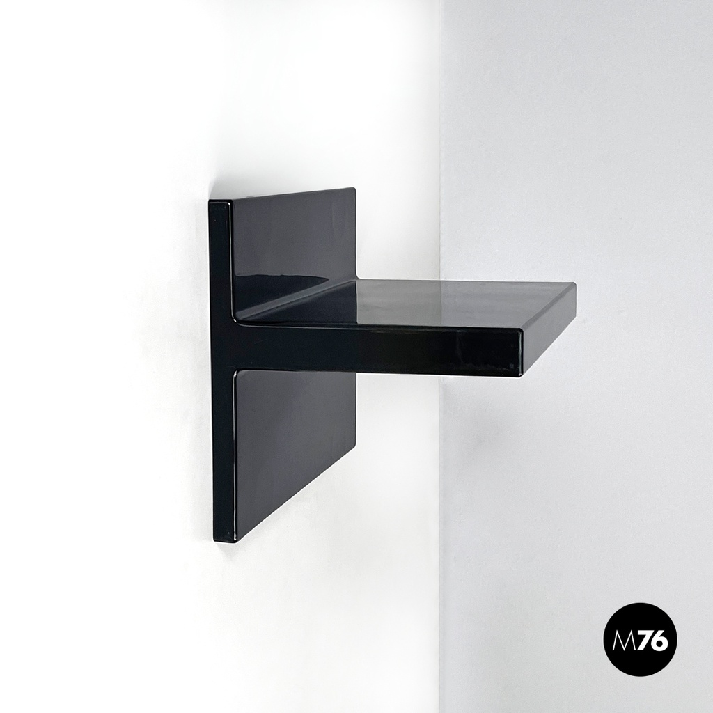 Italian modern black shiny plastic shelf by Marcello Siard for Kartell, 1970s