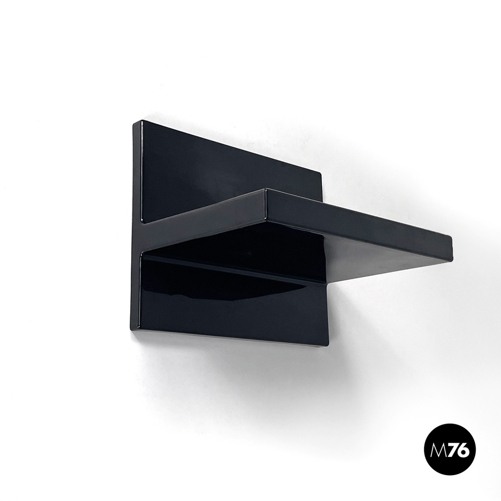 Italian modern black shiny plastic shelf by Marcello Siard for Kartell, 1970s