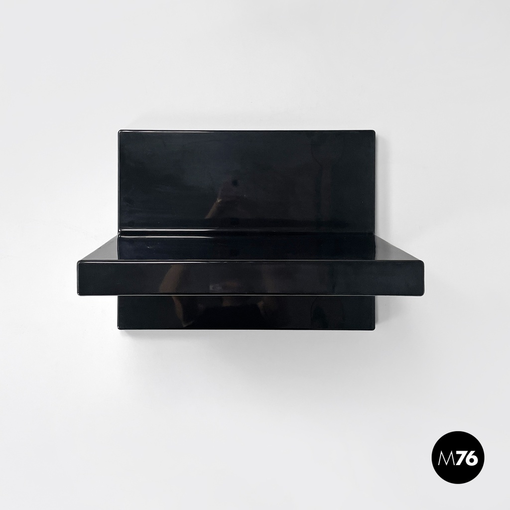 Italian modern black shiny plastic shelf by Marcello Siard for Kartell, 1970s