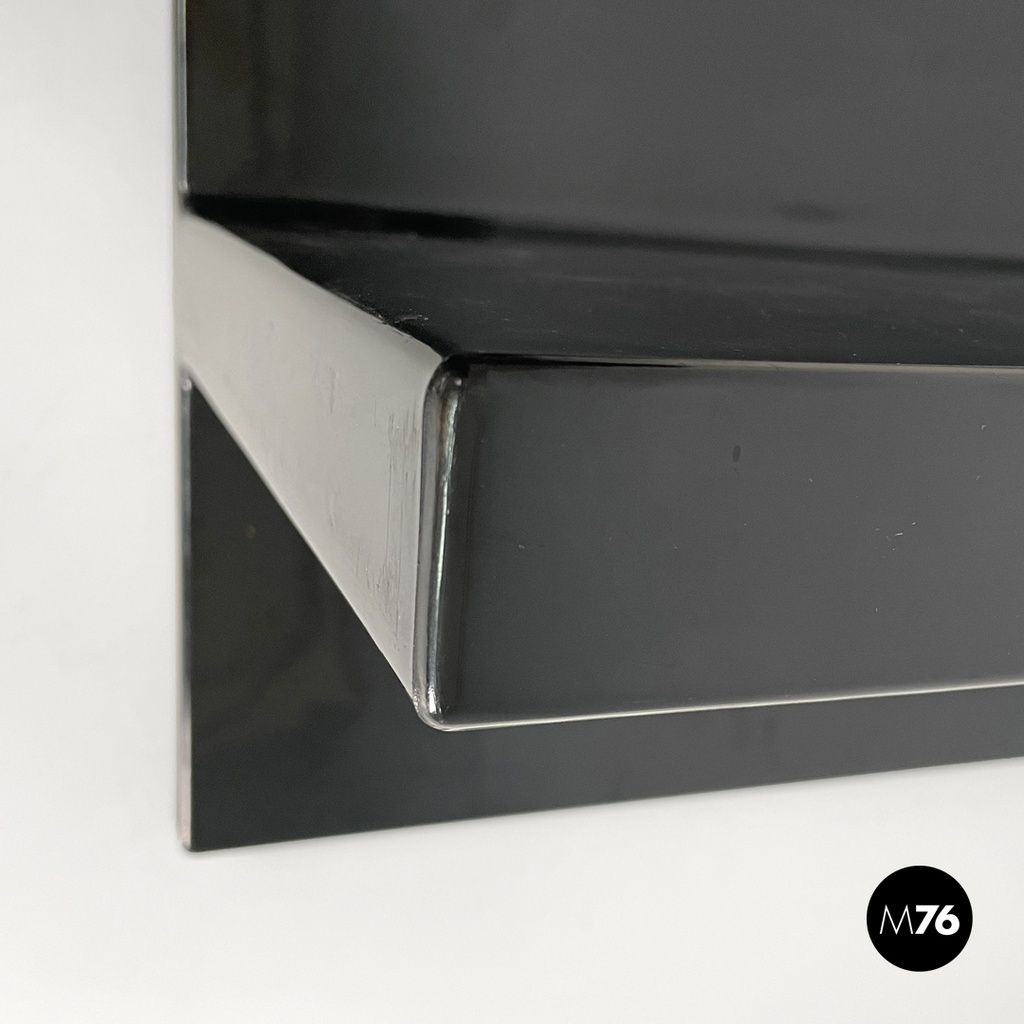 Italian modern black shiny plastic shelf by Marcello Siard for Kartell, 1970s