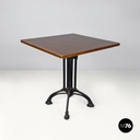Italian post modern wooden top and decorated black cast iron bar table, 1990s