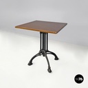 Italian post modern wooden top and decorated black cast iron bar table, 1990s