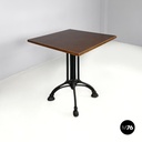 Italian post modern wooden top and decorated black cast iron bar table, 1990s